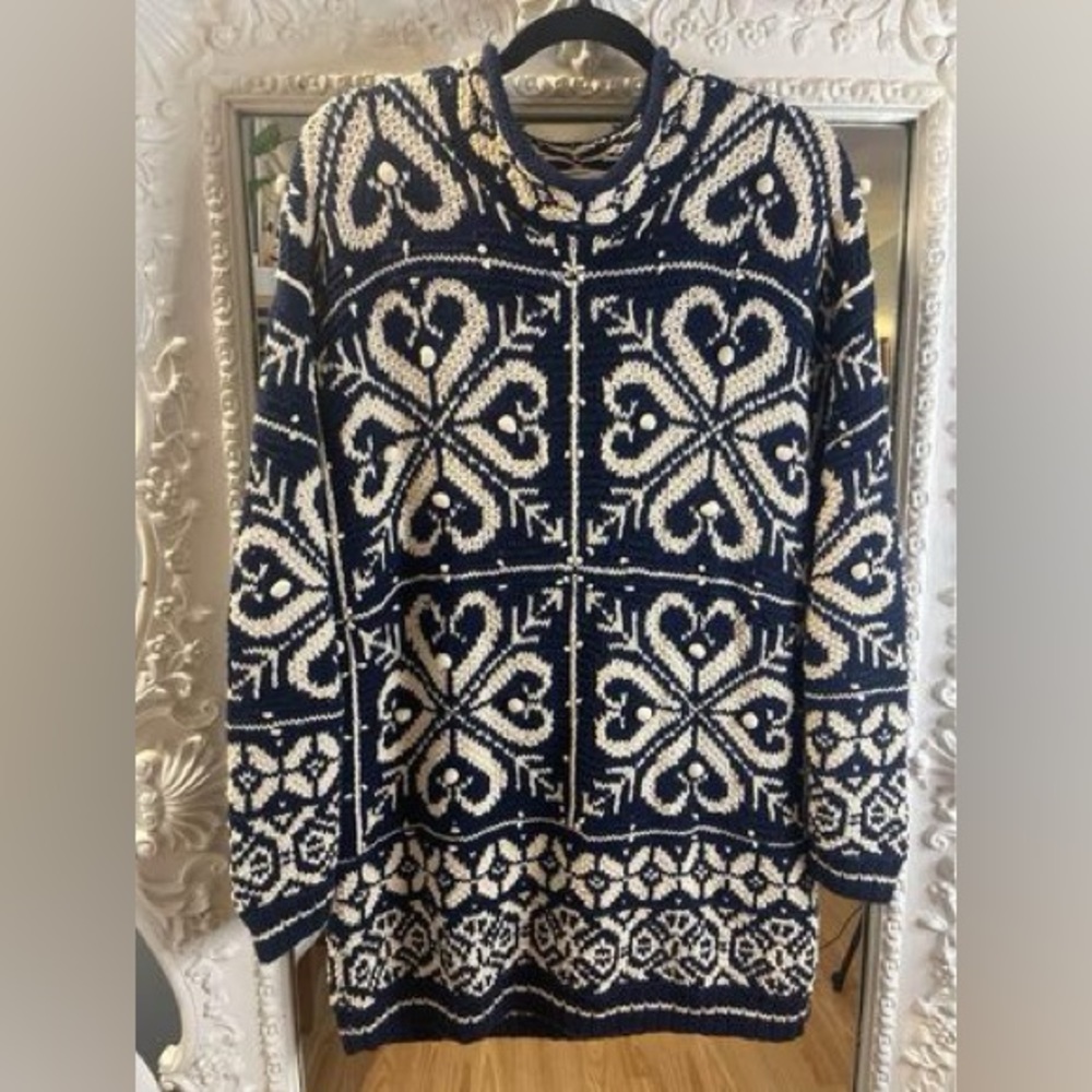 Vintage Ladies PBJ Sport‎ Knitted Long Abstract Sweater
